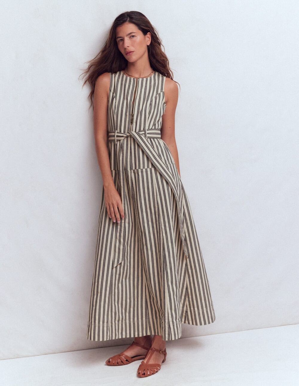 Boden Sleeveless Zip Denim Midi Dress Sz 2P